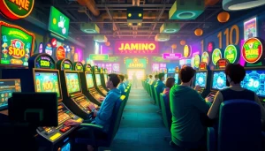 Engaging digital gaming scene featuring JAMETKUPROY88 with colorful graphics and joyful gamers.