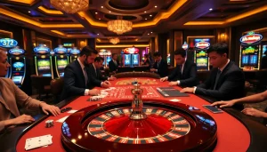 Experience the excitement of B52 Club gaming with vibrant poker chips and lively roulette action.