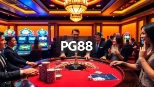Players enjoying a vibrant casino experience at a PG88 roulette table.