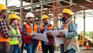 Construction workers collaborating at a North Carolina site, representing the construction association north carolina.