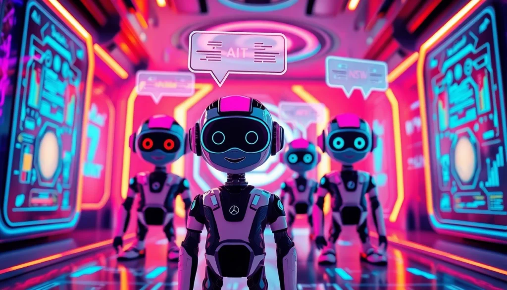Engaging NSFW character AI avatars in a vibrant digital landscape with futuristic visuals.