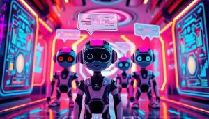 Engaging NSFW character AI avatars in a vibrant digital landscape with futuristic visuals.