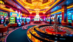 Experience the excitement of MM88 with a vibrant casino atmosphere filled with roulette, cards, and slot machines.