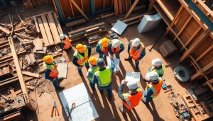 Construction association Colorado workers effectively collaborating on a building project.