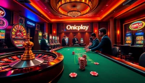 Experience the thrill of onicplay at a luxurious casino with vibrant tables and exciting games.