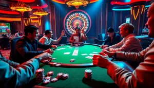 High-stakes poker game scene featuring S8 poker chips and cards in a luxurious casino.