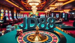 Trải nghiệm sự phấn khích của JD88 tại một casino sang trọng, nơi người chơi hòa mình vào các bàn chơi đầy sinh động.