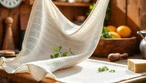 Gebruik van kaasdoek in een rustieke keuken met verse kaas en kruiden