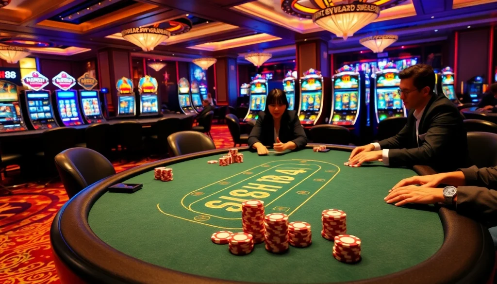 Engaged players at the DH88 gaming table, experiencing thrilling moments of casino excitement.