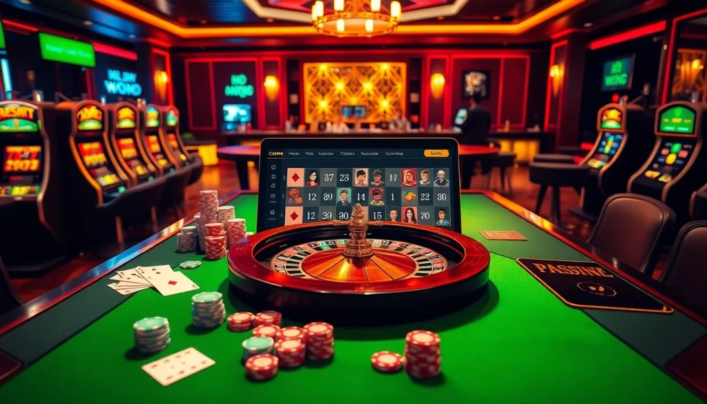 Engage with thrilling gambling experiences at https://68vip.plus/ featuring a vibrant casino scene.