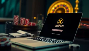 Login to OKFUN online casino, showcasing a modern interface filled with excitement and opportunities.