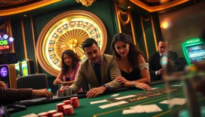 Experience the thrill of HITCLUB with players strategizing at a vibrant casino table.