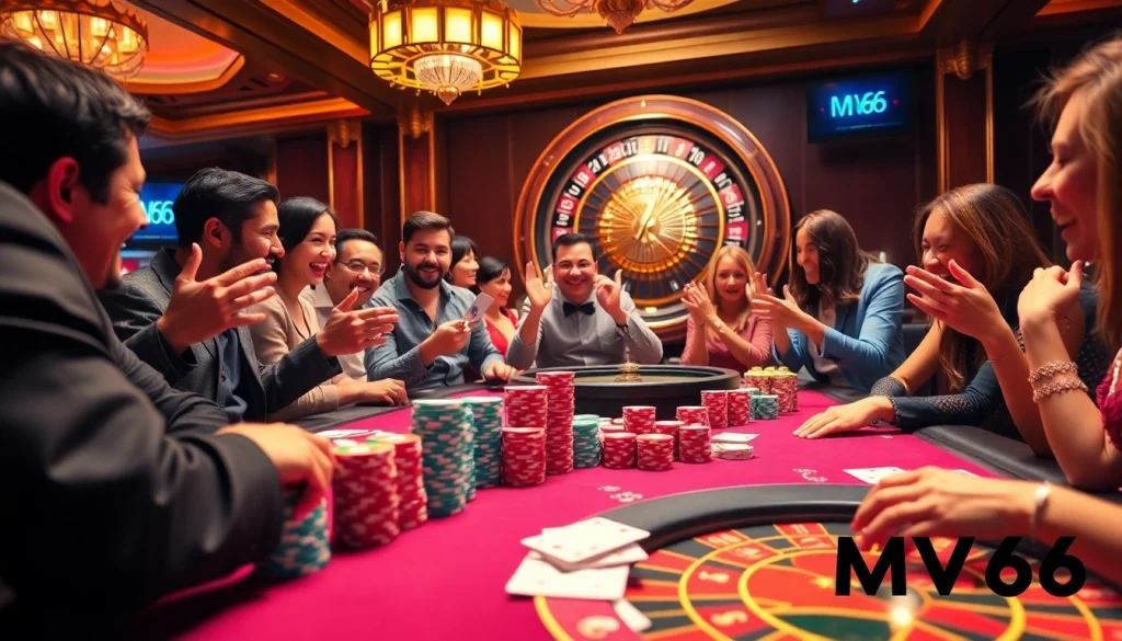 Celebrate winning moments at a poker table with dynamic gambling action at MV66.