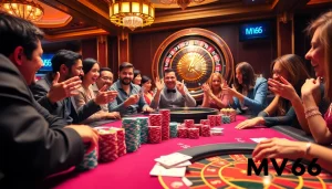 Celebrate winning moments at a poker table with dynamic gambling action at MV66.
