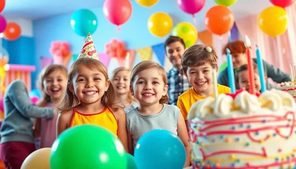Engaging performance by birthday party entertainers delighting children at a vibrant party.