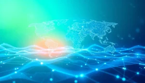 快连官网's advanced network acceleration and privacy protection services depicted in a digital landscape.