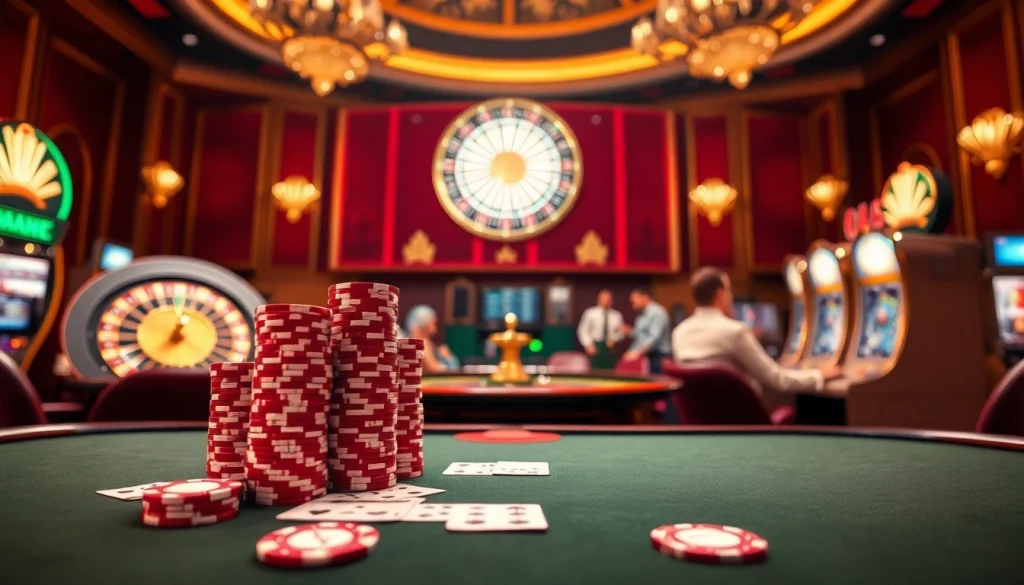 Experience high-stakes gambling action with https://www.vaoluoitv.com/ poker and roulette tables in a luxurious casino.