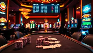 Exciting casino scene with professional dealers and betting options for dr88.