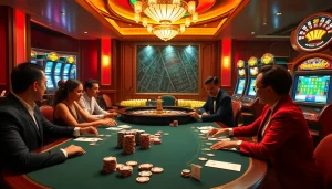 Casino scene with players at the table highlights the thrilling experience of 98win gambling.