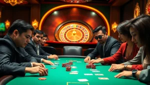 Experience high-stakes gambling action at Go88vn with poker chips and a roulette wheel in focus.