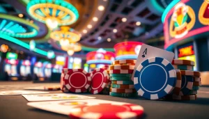 Engaging scene of best csgo gambling sites with vibrant casino elements and lively atmosphere.