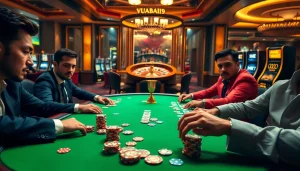 Experience high-stakes poker action at Vuabai9, with intense games and vibrant casino atmosphere.
