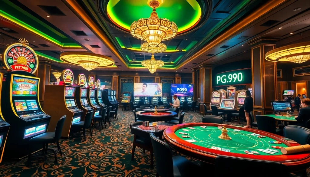 Engaging scene of players at PG99 trang chủ đăng nhập in a luxurious casino setting.