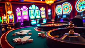 A thrilling poker game at 789CLUB with vibrant chips and cards in a luxury casino atmosphere.