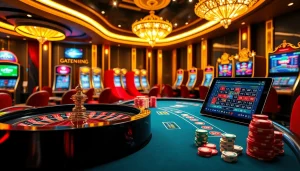 Experience the thrill of gambling at PS99 with vibrant poker tables and roulette.