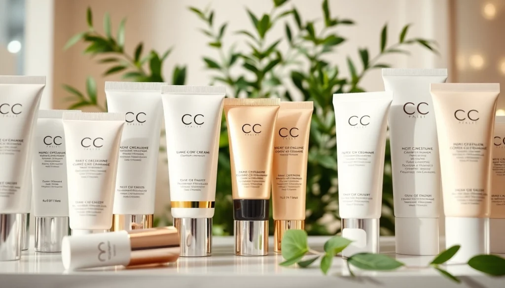 CC cream for oily skin products arranged elegantly, highlighting their lightweight, effective formulas.