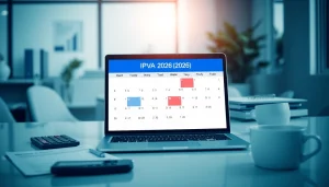 Digital calendar of IPVA GO 2026 payment deadlines for Detran GO.