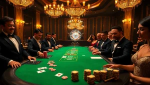 High-stakes poker scene with vibrant chips highlighting okvip f168 casino excitement.