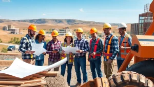 Construction association north carolina professionals collaborating on a project in a vibrant setting.
