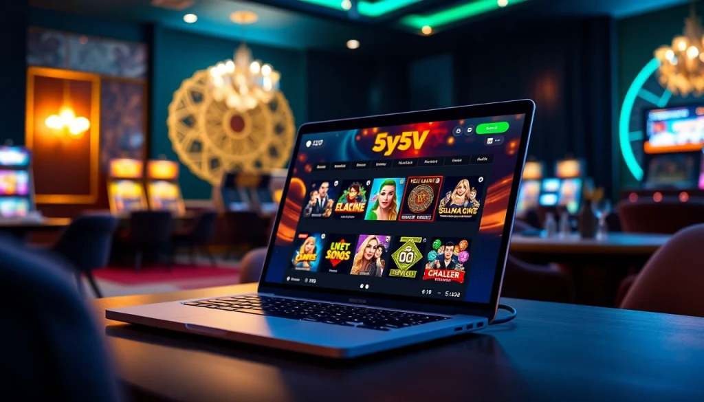 Online gaming interface showcasing 5V5V's immersive casino experience with vibrant graphics.