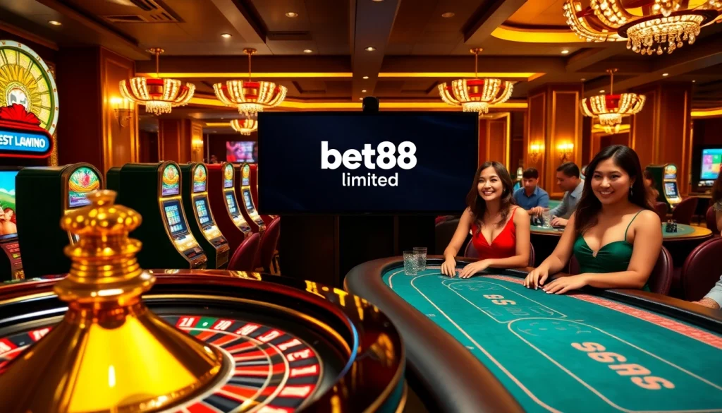 Engaging casino scene with players enjoying games at https://bet88.limited/ highlighting excitement and luxury.