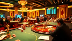 Enjoying a thrilling moment at KJC casino tables with vibrant games and excitement.