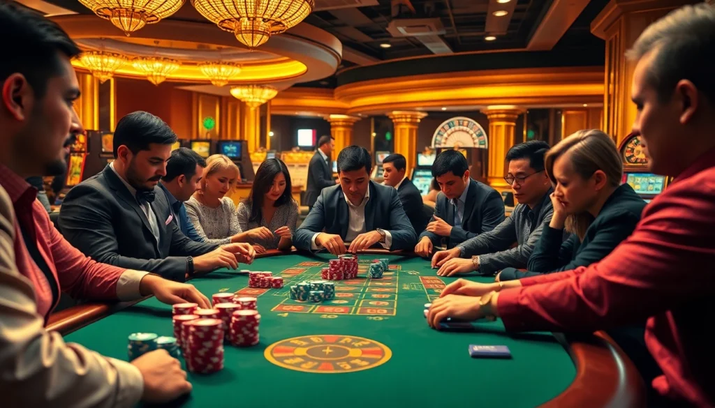 Players strategizing at a poker table while enjoying the thrills of https://thabet.vegas/ casino experience.