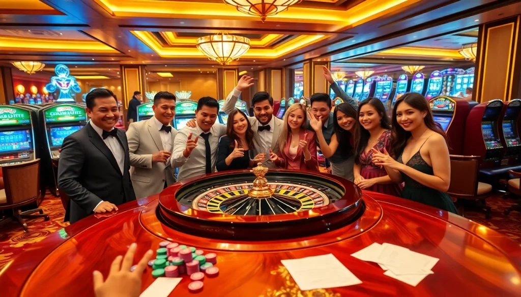Merayakan kemenangan Datuk Win sambil menikmati suasana kasino yang meriah, menangkap kegembiraan di meja roulette.