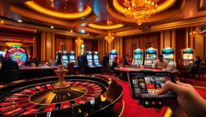 Engage in thrilling gaming experiences with onicplay at a luxurious casino table and roulette wheel.