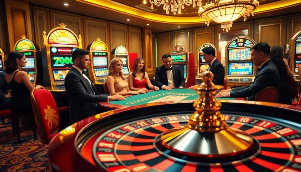 Players engaging at a vibrant 555win casino table, showcasing poker and excitement