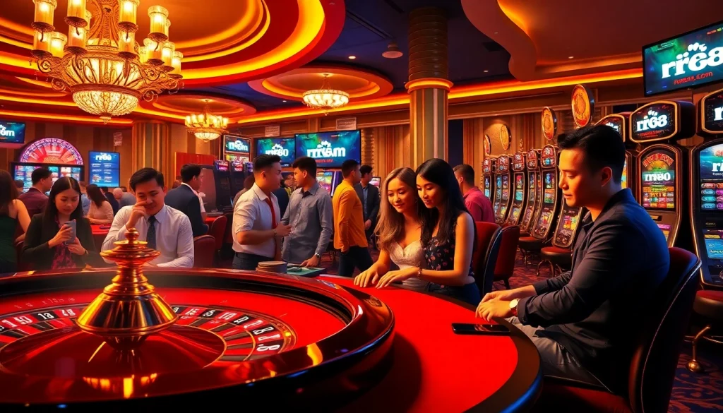 Exciting casino gameplay scene featuring rr88.com with a roulette wheel and players in action.