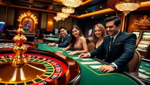 Experience the excitement of RR88 gambling at a luxurious casino with poker tables and roulette.