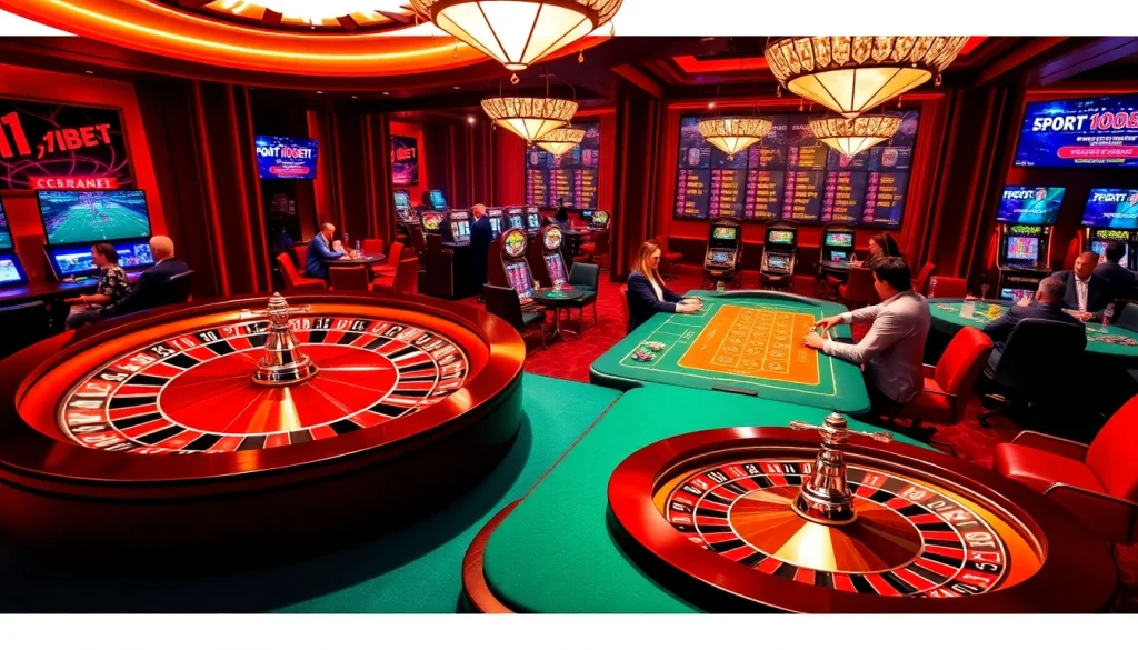Experience thrilling gameplay at 11BET with vibrant casino tables and dynamic sports betting.