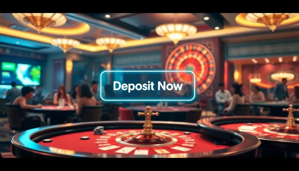Nạp Tiền NK88 with players engaging in thrilling casino activities and digital payment interfaces.