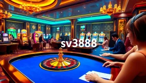 Betting at sv388 casino with vibrant roulette table and engaging players in action