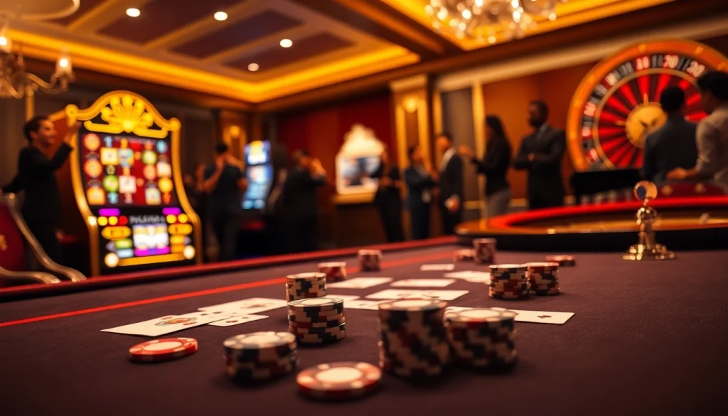 Engage with Haywin at a luxurious casino scene, featuring poker chips and a vibrant slot machine.