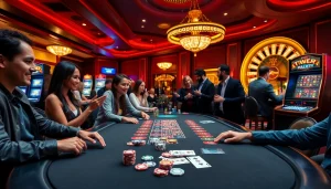 Experience the thrill of bdjl win at a luxurious casino table surrounded by excited players.