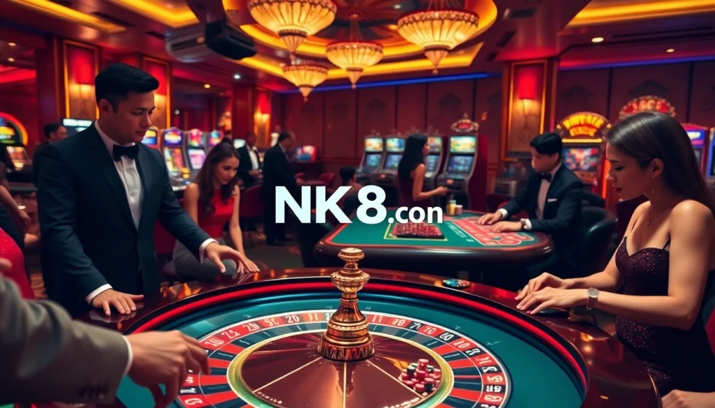 Join players at NK88.com as they try their luck at an exciting casino table surrounded by glamour.