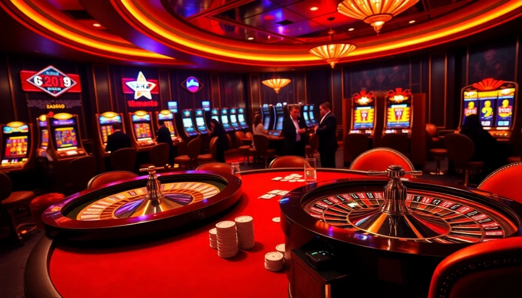 Experience the excitement of Luckywin with vibrant casino games and a high-stakes poker table.