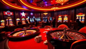 Experience the excitement of Luckywin with vibrant casino games and a high-stakes poker table.